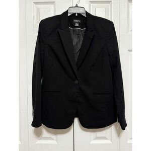 Liz Claiborne Classics Size 12 Black 1 Button Lined Suit Blazer With Pockets
